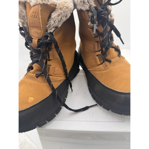 All In Motion Thermolite Waterproof Winter Boots Tan Size W8 M6 Comfy Furry Lace - Picture 6 of 10